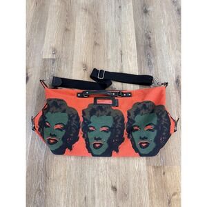 Andy Warhol Pop Art Marilyn Monroe Canvas Large 25" Duffle Bag Orange Canvas Y2K